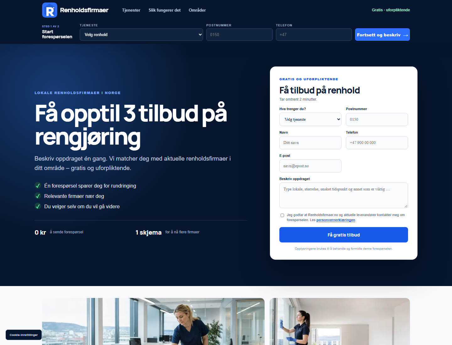 Renholdsfirmaer.no: SEO-продвижение сайта клининговой компании