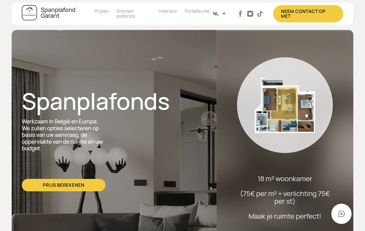 Сайт Spanplafond Garant из кейса Digital Group