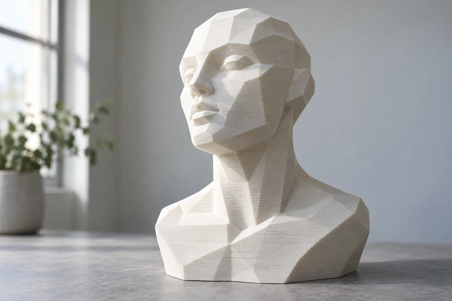 Иллюстрация 3D-печати: абстрактный бюст · AI